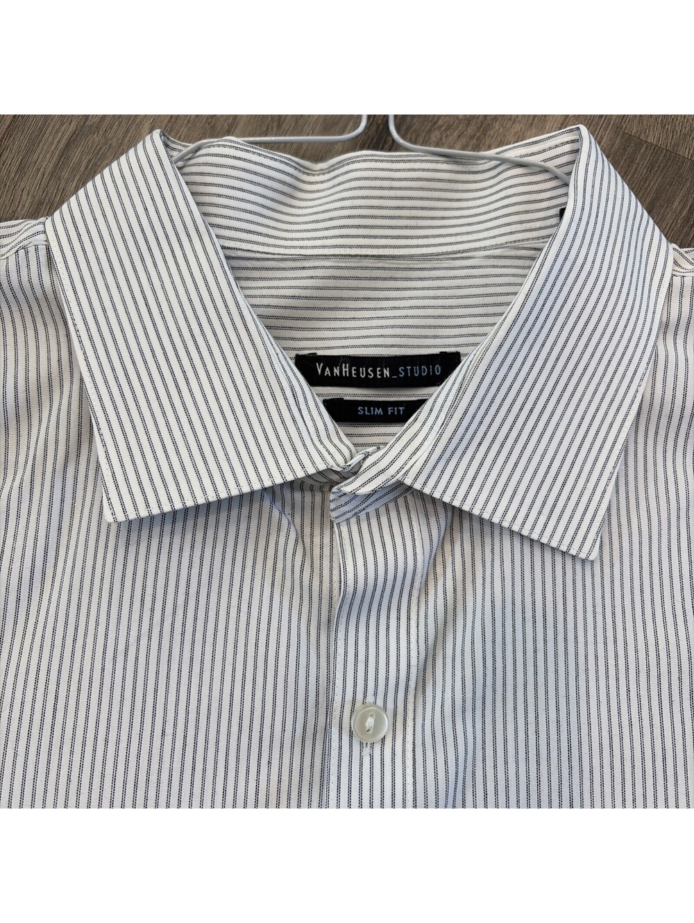 Van Heusen Studio Men's Slim Fit Long Sleeve Dress Shirt Pinstripe 17.5” 34/35